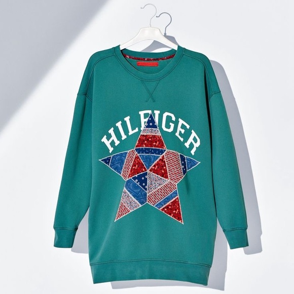 Tommy Hilfiger Patchwork star green sweatshirt - Picture 2 of 10